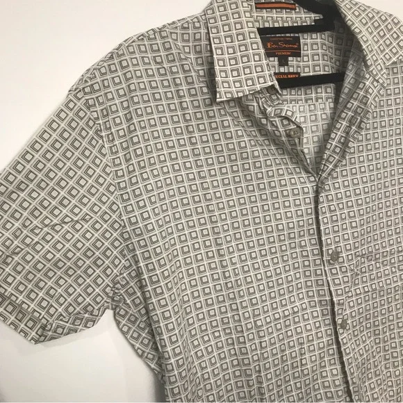 Ben Sherman Men’s Short Sleeve Button Up Shirt Size L Premium European Fabric - Picture 3 of 4